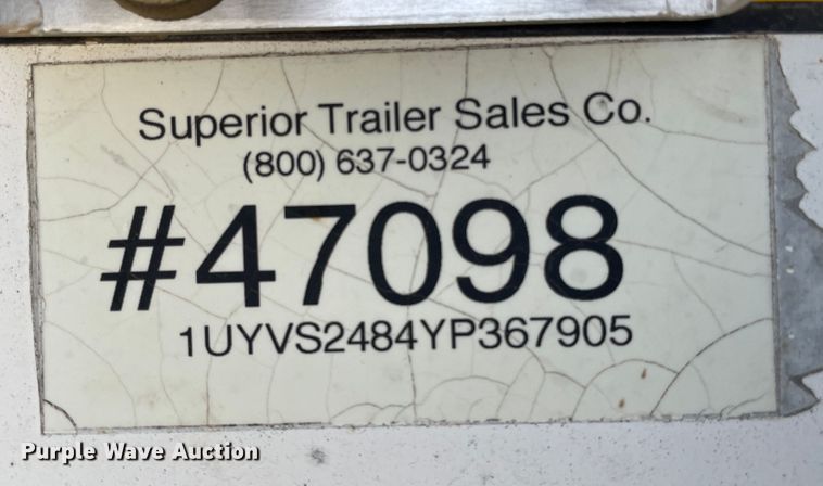 image for item DN5074 2000 Utility Trailer MFG  dry van trailer
