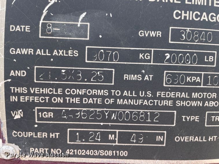 image for item DN5075 2000 Great Dane  dry van trailer