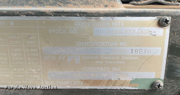 image for item DN5076 1971 Jeep M35A2  dump truck