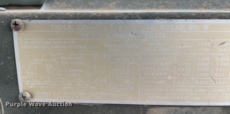 image for item DN5076 1971 Jeep M35A2  dump truck