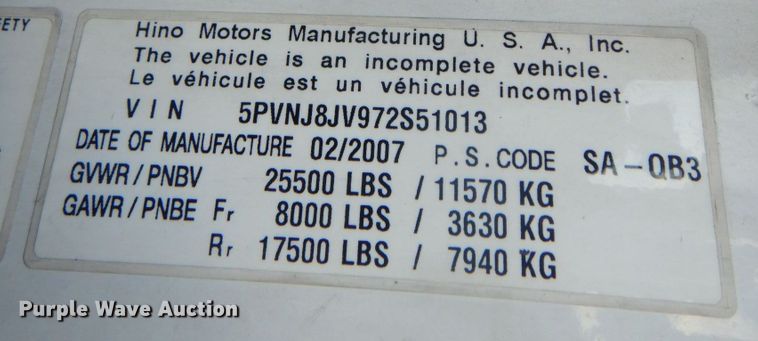 image for item DO1485 2007 Hino 258  rollback truck