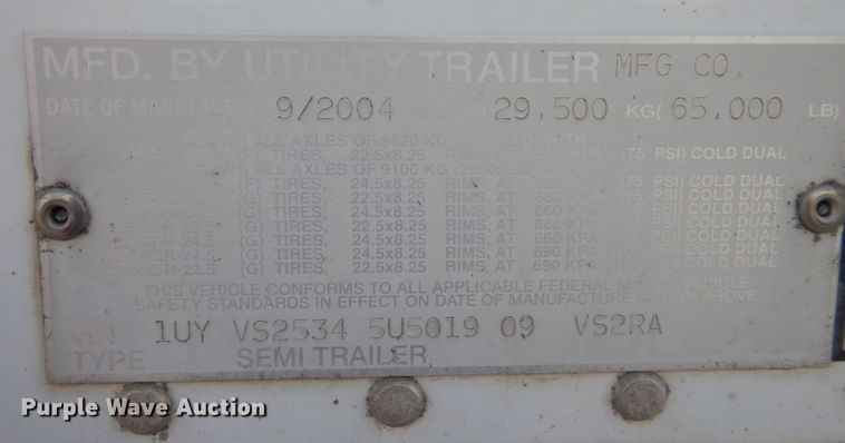 image for item DP5661 2005 Utility Trailer  refrigerated van trailer