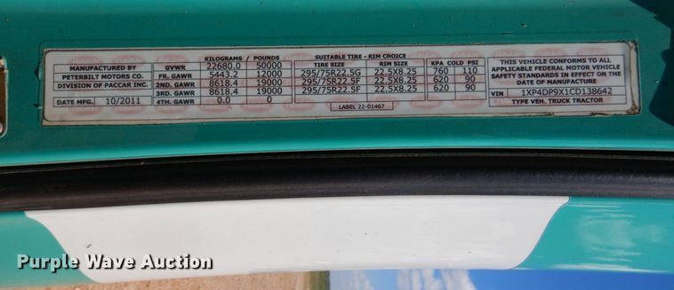 image for item DR1955 2012 Peterbilt 587  semi truck