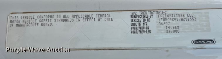 image for item JM9190 2007 Freightliner Business Class M2  semi truck