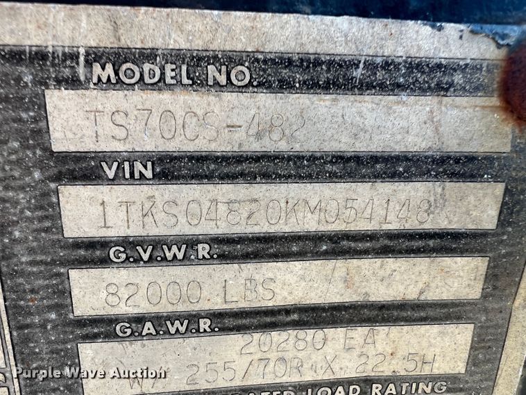 image for item JM9197 1989 Trail King TS70CS-482  drop deck trailer