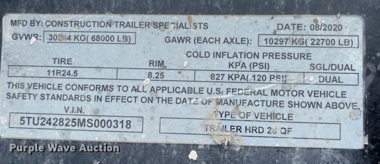 image for item LF9142 2021 Construction Trailer Specialists  end dump trailer