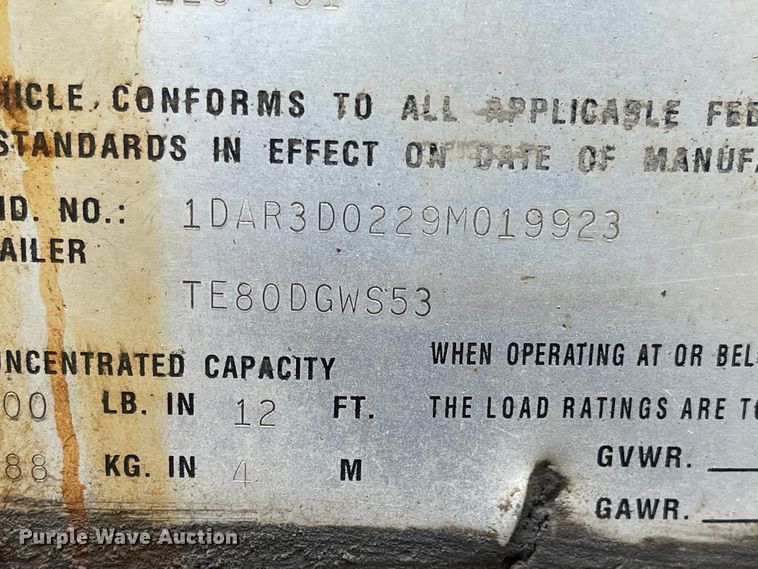 image for item MU9001 2009 Trail Eze TE80DGWS53  lowboy equipment trailer