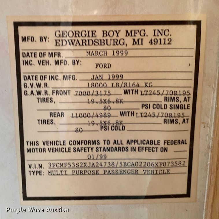 image for item DK6250 1999 Georgie Boy Pursuit  RV