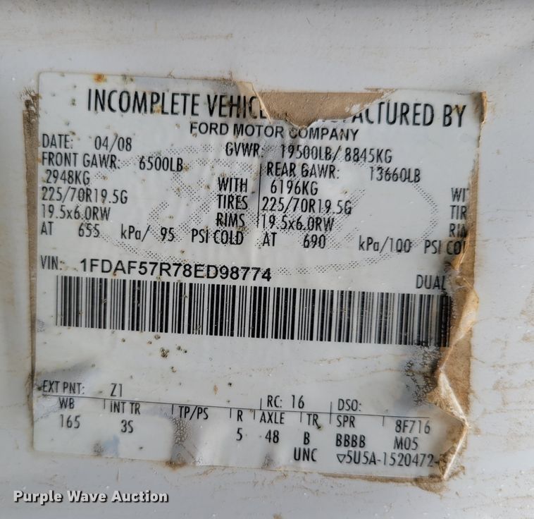 image for item DM2489 2008 Ford F550 Super Duty XL  utility / service truck