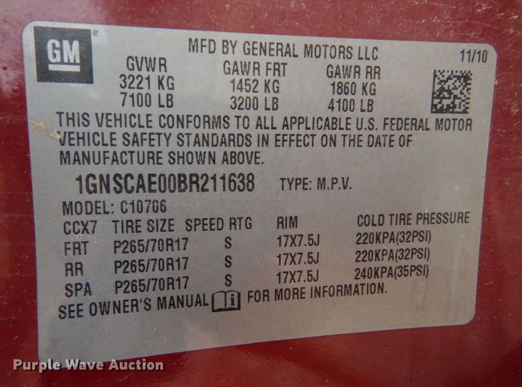 image for item DO1487 2011 Chevrolet Tahoe  SUV