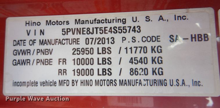 image for item DS8143 2014 Hino 268  box truck