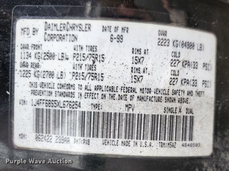 image for item JB9031 1999 Jeep Cherokee  SUV