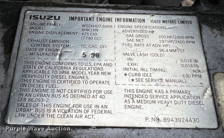 image for item JM9189 2001 Isuzu  refrigerated delivery truck