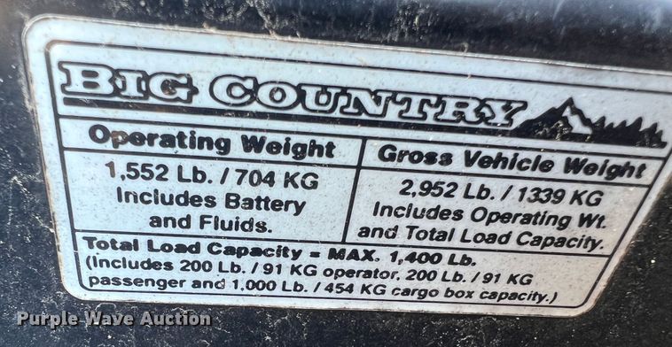 image for item JM9202 Cub Cadet Big Country  utility vehicle