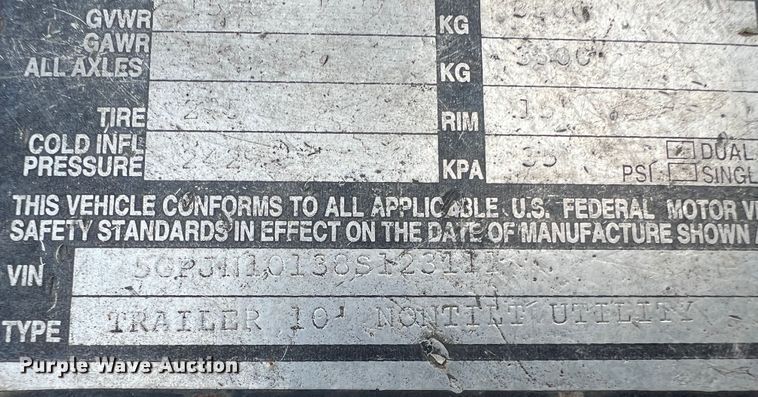 image for item JM9289 2008 C&H Quality Trailers  utility trailer