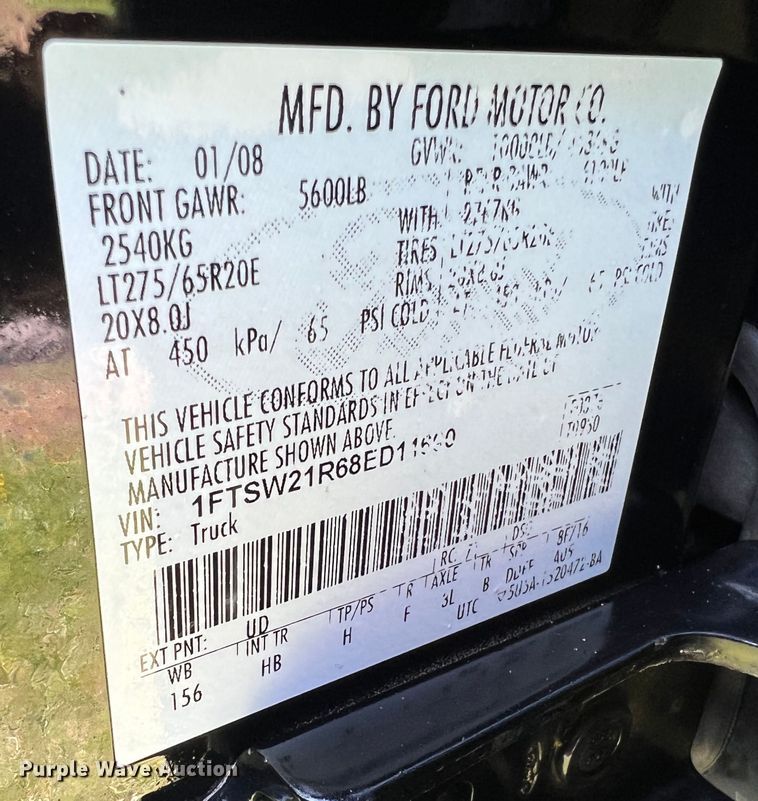 image for item JU9894 2008 Ford F250 Super Duty Harley Davidson  Crew Cab pickup truck