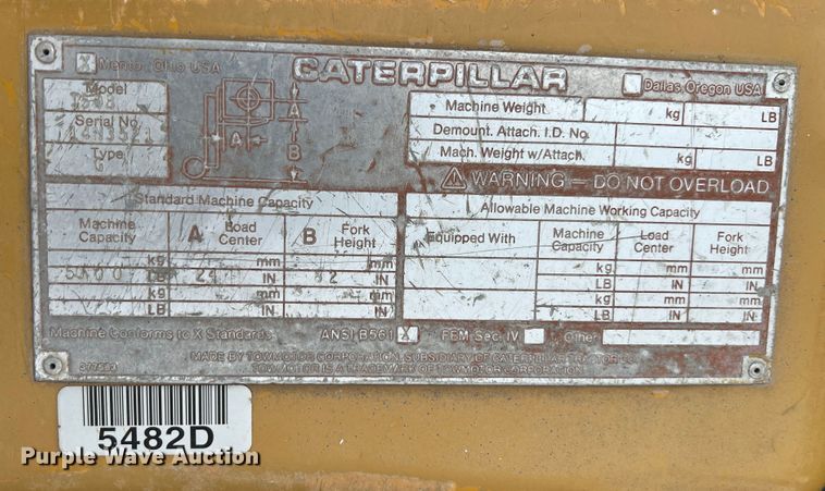 image for item JX9401 Caterpillar 150B  forklift