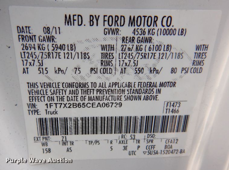 image for item KF9625 2012 Ford F250 Super Duty XL  SuperCab pickup truck