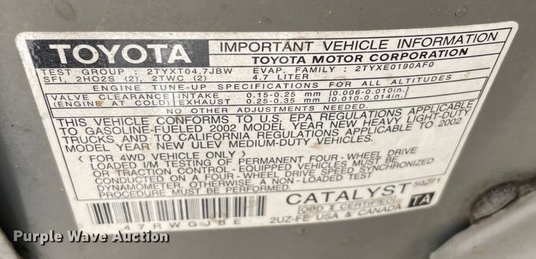 image for item KJ9706 2002 Toyota Sequoia  SUV