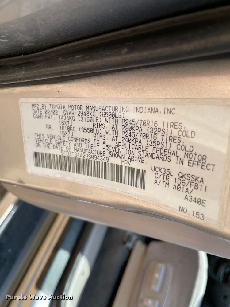 image for item KJ9706 2002 Toyota Sequoia  SUV