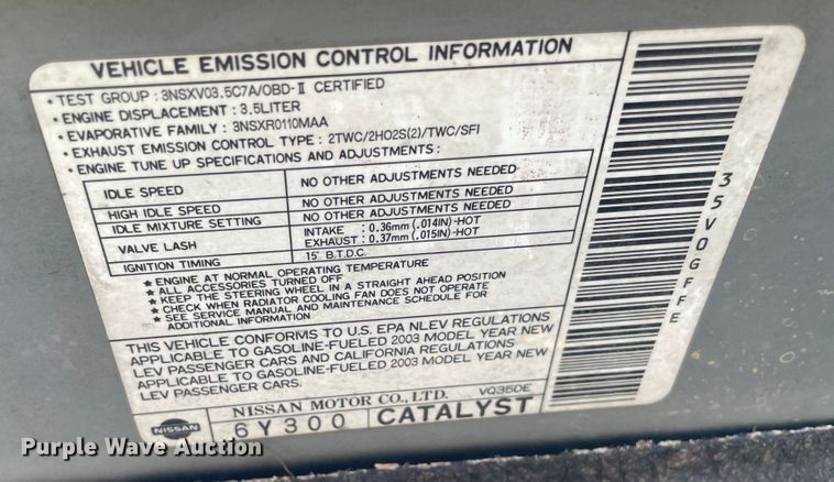 image for item KJ9713 2003 Nissan Maxima SE