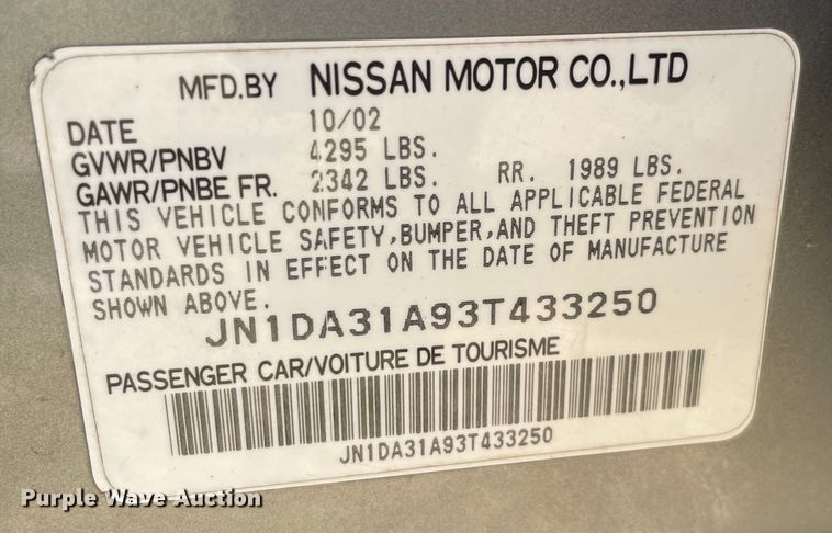 image for item KJ9713 2003 Nissan Maxima SE
