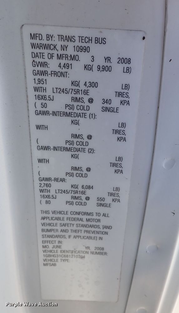 image for item LK9026 2008 Chevrolet Express G3500  school bus