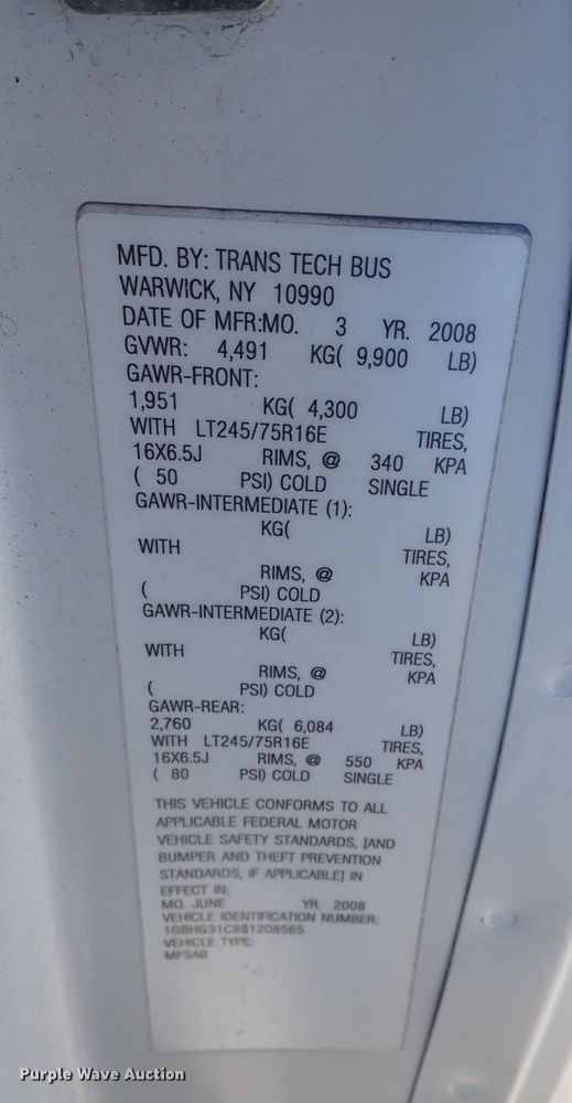 image for item LK9027 2008 Chevrolet Express G3500  school bus