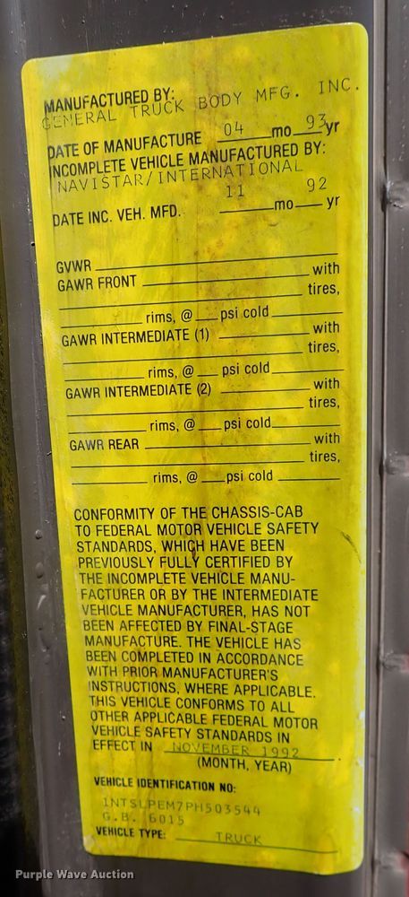 image for item LK9034 1993 International 4700  Crew Cab utility / service truck