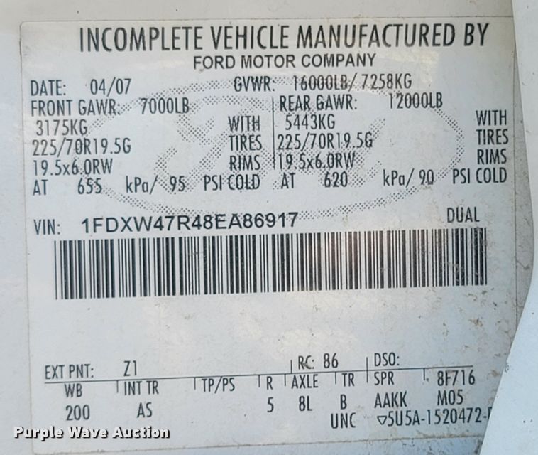 image for item LM9607 2008 Ford F450 Super Duty  flatbed truck