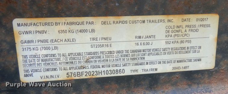 image for item MF9741 2017 DCT  equipment trailer