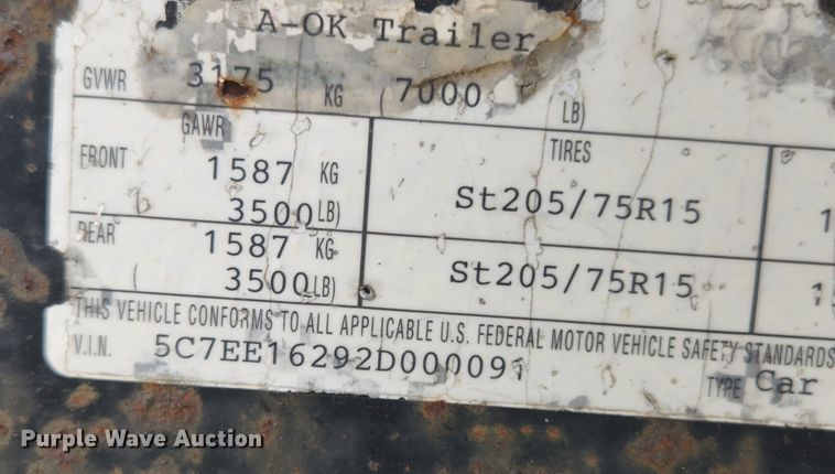 image for item MK9144 2002 A-OK Trailers  equipment trailer