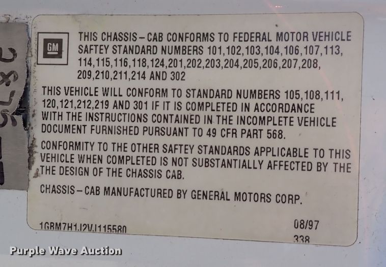 image for item DF5054 1997 Chevrolet C7500  bucket truck