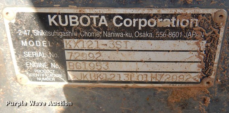 image for item DJ3845 2011 Kubota KX121-3ST  mini excavator