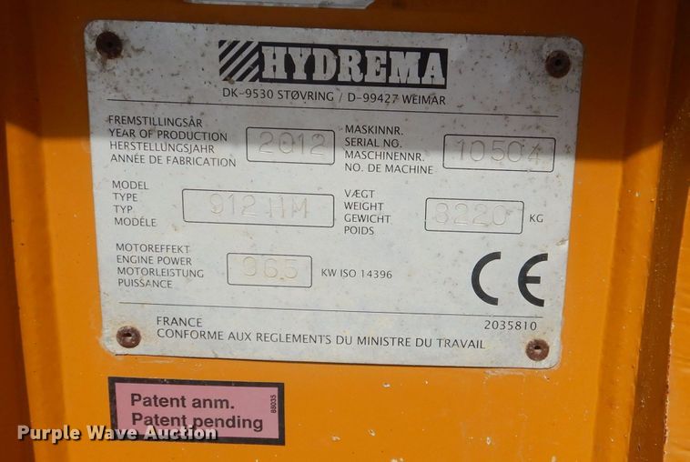 image for item DJ8974 2012 Hydrema 912HM  haul truck