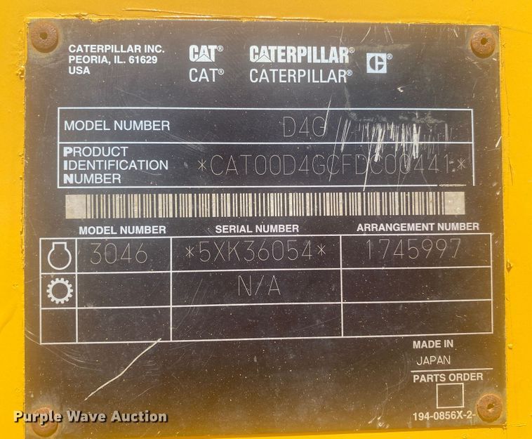 image for item DK6372 2003 Caterpillar D4G LGP  dozer