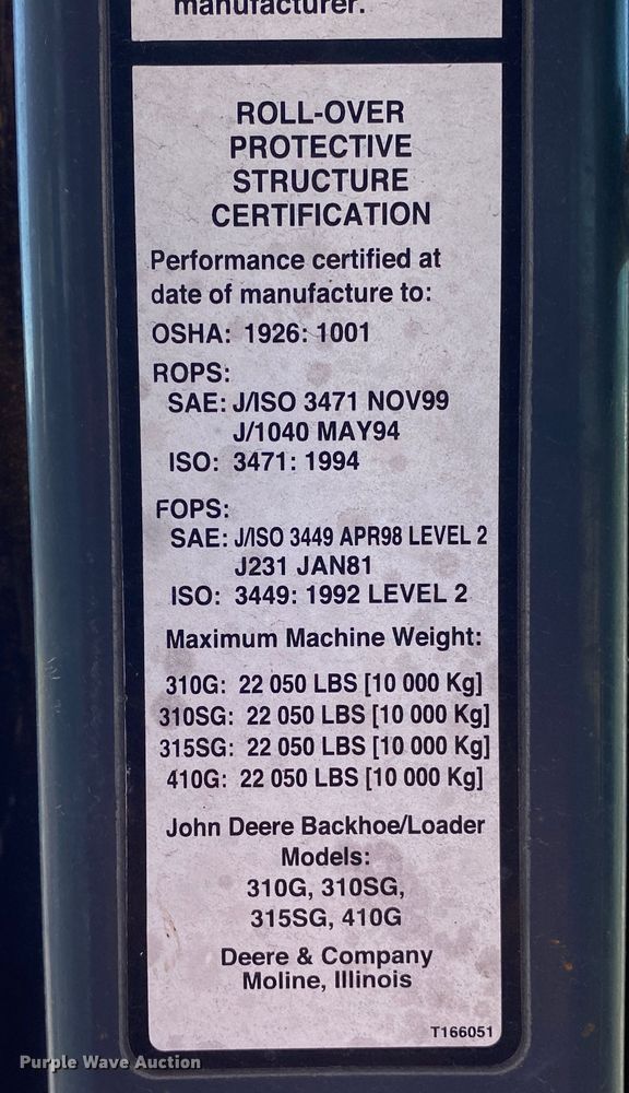 image for item DK6378 2003 John Deere 310G  backhoe