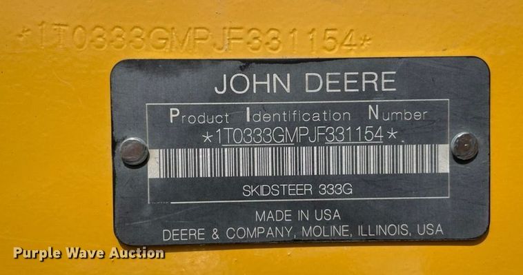 image for item JB9069 2018 John Deere 333G  tracked skid steer loader