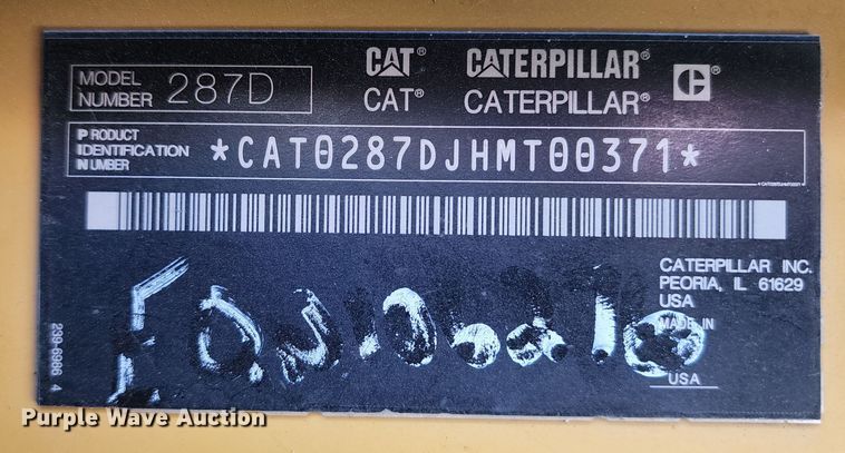 image for item JB9071 2014 Caterpillar 287D  tracked skid steer loader