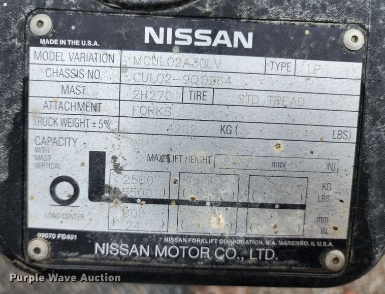 image for item JB9089 Nissan 60  forklift