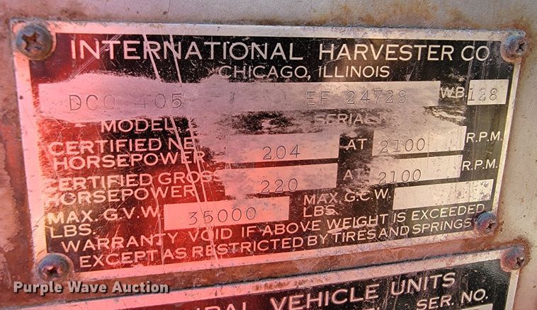 image for item JC9683 1963 International DC0405  semi truck