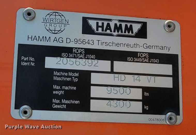 image for item JC9703 2009 Hamm HD13VV  double drum vibratory roller