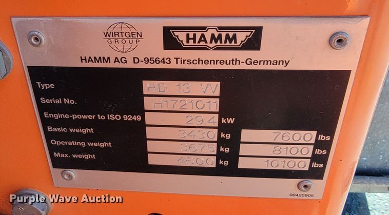 image for item JC9703 2009 Hamm HD13VV  double drum vibratory roller