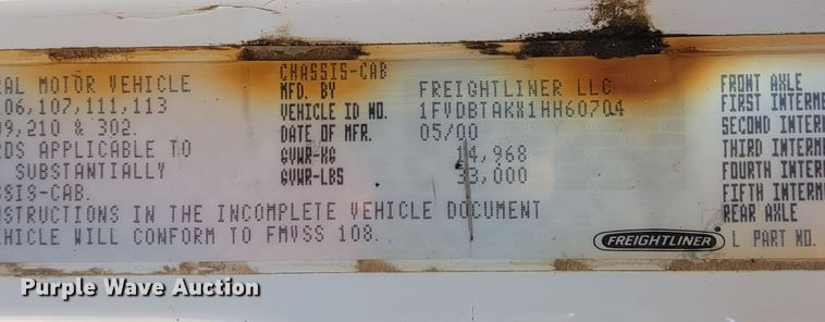 image for item JC9704 2001 Freightliner FL70  flatbed truck