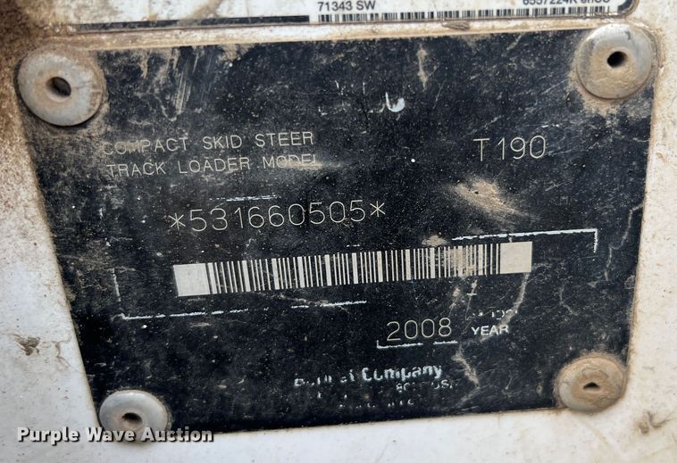 image for item JM9146 2008 Bobcat T190  tracked skid steer loader