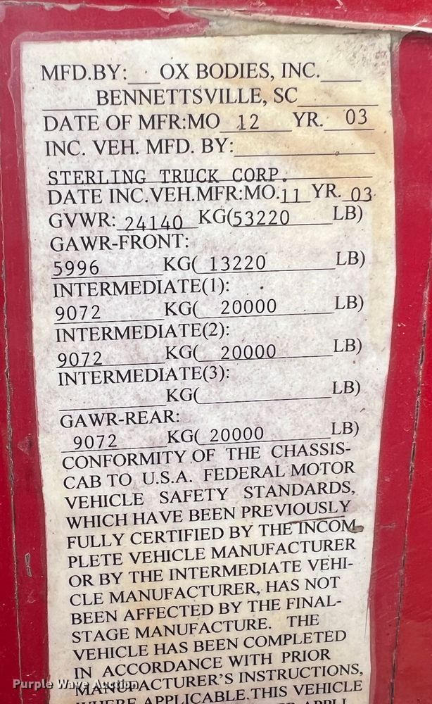 image for item JM9290 2004 Sterling L-Line  dump truck