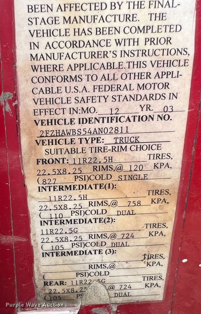 image for item JM9290 2004 Sterling L-Line  dump truck