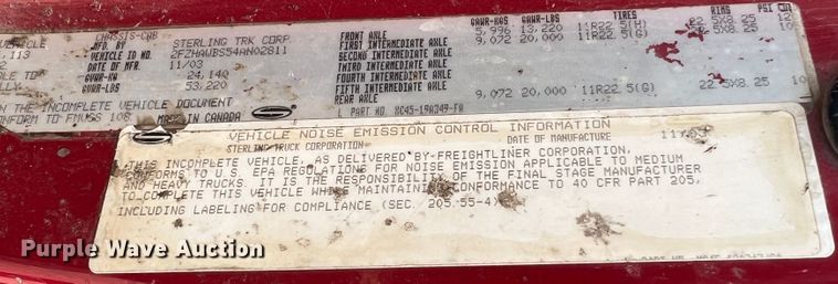 image for item JM9290 2004 Sterling L-Line  dump truck