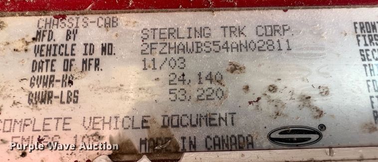 image for item JM9290 2004 Sterling L-Line  dump truck