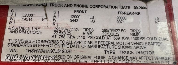 image for item JM9294 2007 International 8600  dump truck